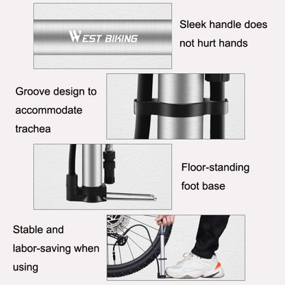 WEST BIKING YP0711122 Portable Bicycle High Pressure Pump, WEST BIKING YP0711122(Black), WEST BIKING YP0711122(Silver)