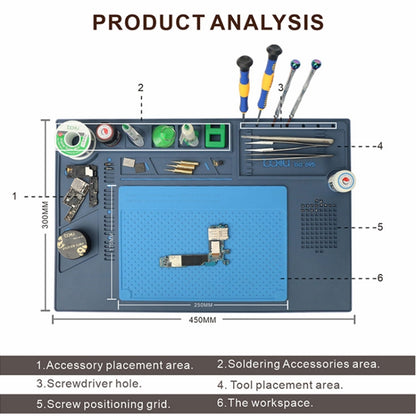 BAKU BA-695  2 in 1 TPR+Silicone Computer Phone Repair Desk Mat Heat Resistant Insulation Mat, BAKU BA-695
