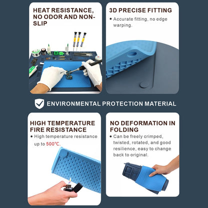 BAKU BA-695  2 in 1 TPR+Silicone Computer Phone Repair Desk Mat Heat Resistant Insulation Mat, BAKU BA-695