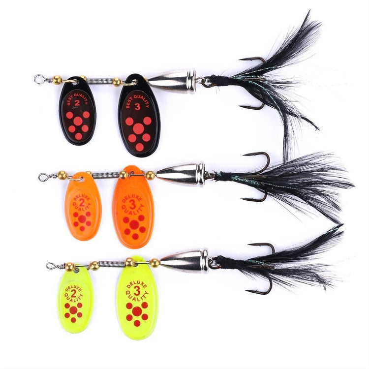 HENGJIA SP304 6.5cm 13g Feather Hook Rotating Sequin Road Lure Bait, SP304 Yellow, SP304 Orange Red, SP304 Black