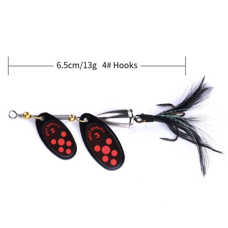 HENGJIA SP304 6.5cm 13g Feather Hook Rotating Sequin Road Lure Bait, SP304 Yellow, SP304 Orange Red, SP304 Black