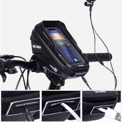 WILD MAN XT1 1L Bicycle EVA Hard Shell Phone Touch Screen Handlebar Bag, XT1(Twill), XT1(Solar)