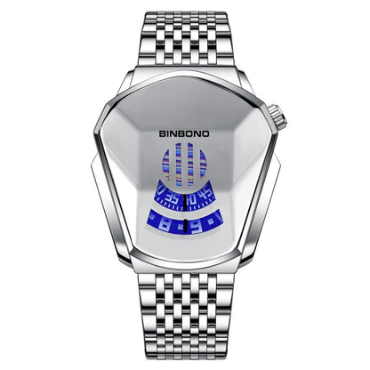 BINBOND Locomotive Concept Steel Belt Watch Men Live Black Technology Watch, Steel Belt Black Stee Blue Face, Steel Belt Black Steel White Face, Steel Belt White Steel Blue Face, Steel Belt White Steel White Face, Steel Belt Blue Steel Blue Face�������...