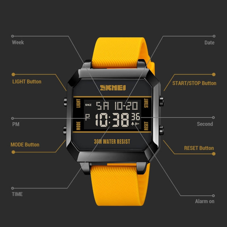 SKMEI 1848 Fashion Multifunctional Student Sports Waterproof Men Watch, 1848(Black), 1848(Yellow), 1848(Red)
