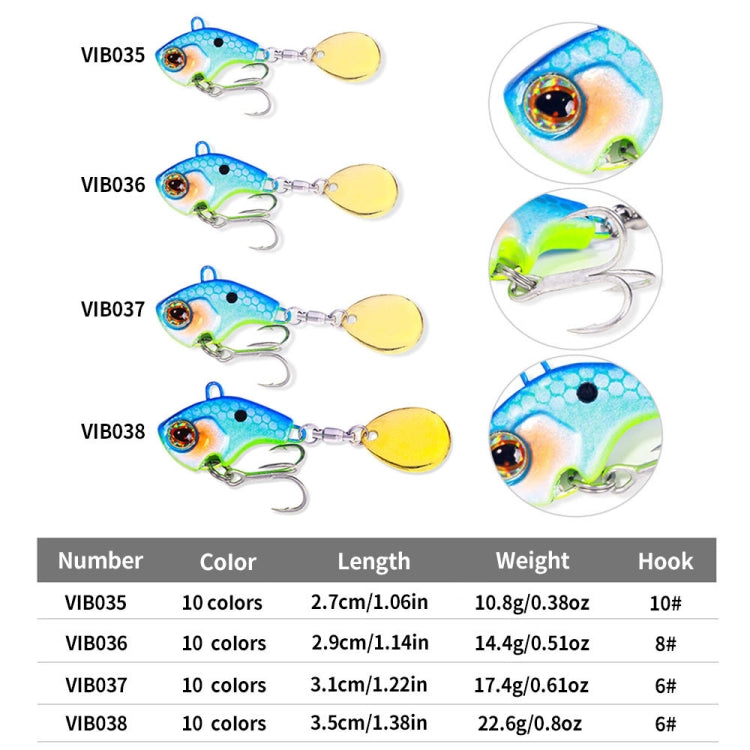 HENGJIA VIB035 Small Whirlwind Sequins Fake Bait Sinking Water VIB Lure, 9g, 13g, 16g, 22g
