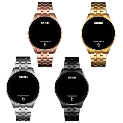 SKMEI 1579 Simple Touch Screen LED Luminous Stainless Steel Electronic Watch, Black, Gold, Rose Gold, Silver