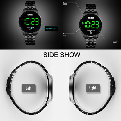 SKMEI 1579 Simple Touch Screen LED Luminous Stainless Steel Electronic Watch, Black, Gold, Rose Gold, Silver