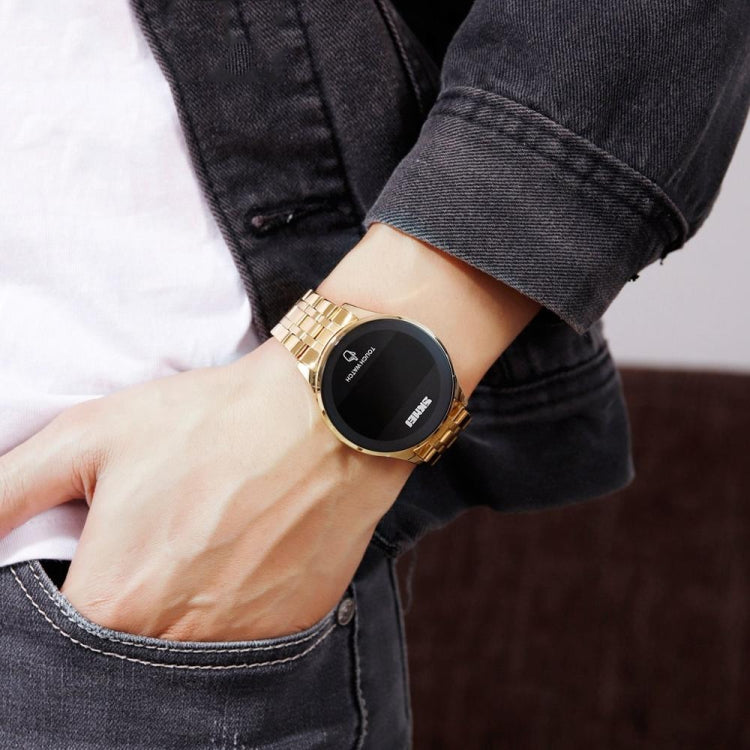 SKMEI 1579 Simple Touch Screen LED Luminous Stainless Steel Electronic Watch, Black, Gold, Rose Gold, Silver