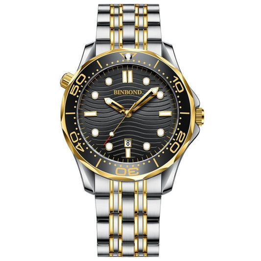 BINBOND B2820 Luminous 30m Waterproof Men Sports Quartz Watch, White Steel Black Surface, White Steel White Surface, White Steel Blue Surface, Inter-gold Black Surface, Inter-gold Blue Surface, Black Steel Black Surface White���������������������������...