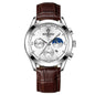 BINBOND B3591 30m Waterproof Luminous Calendar Men Watch, Rose Gold-Black, Rose Gold-White, Black Steel-Black, White Steel-Black, White Steel-White, Brown Leather-Rose-Black, Brown Leather-Rose-White, Black Leather-White-Black, Brown Leather-White-Whit...