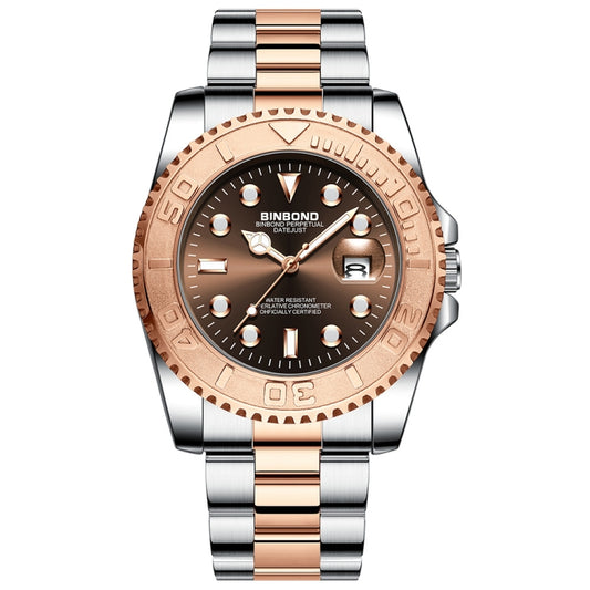 BINBOND B930 Metal Gear Luminous Quartz Watch 30M Waterproof Sports Watch, Rose Gold-Rose Gold, White Steel-Black, White Steel-Blue, White Steel-White