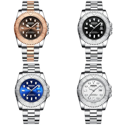 BINBOND B930 Metal Gear Luminous Quartz Watch 30M Waterproof Sports Watch, Rose Gold-Rose Gold, White Steel-Black, White Steel-Blue, White Steel-White