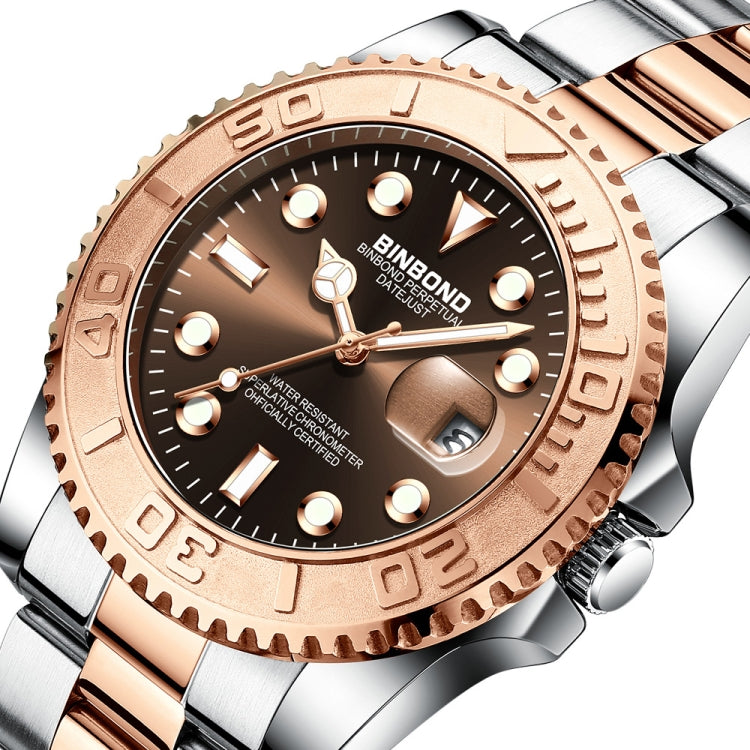BINBOND B930 Metal Gear Luminous Quartz Watch 30M Waterproof Sports Watch, Rose Gold-Rose Gold, White Steel-Black, White Steel-Blue, White Steel-White