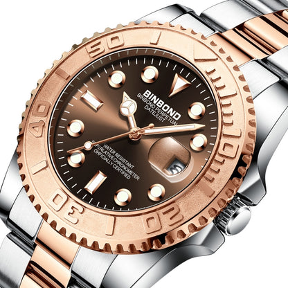 BINBOND B930 Metal Gear Luminous Quartz Watch 30M Waterproof Sports Watch, Rose Gold-Rose Gold, White Steel-Black, White Steel-Blue, White Steel-White