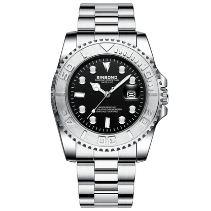 BINBOND B930 Metal Gear Luminous Quartz Watch 30M Waterproof Sports Watch, Rose Gold-Rose Gold, White Steel-Black, White Steel-Blue, White Steel-White