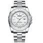 BINBOND B930 Metal Gear Luminous Quartz Watch 30M Waterproof Sports Watch, Rose Gold-Rose Gold, White Steel-Black, White Steel-Blue, White Steel-White