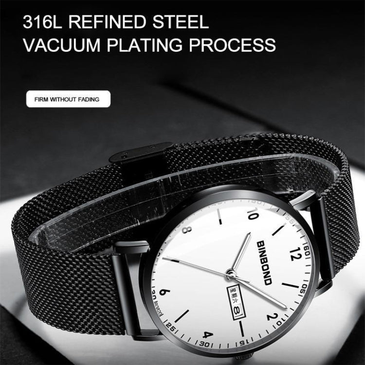 BINBOND B3820 30M Waterproof Ultra-thin Quartz Luminous Starry Watch, Black Net-Black-Starry, White Net-White-Starry, Black Leather-Black-Starry, Black Leather-White-Starry, Black Net-Rose Gold-Starry, Black Leather-Rose Gold-Starry��������������������...