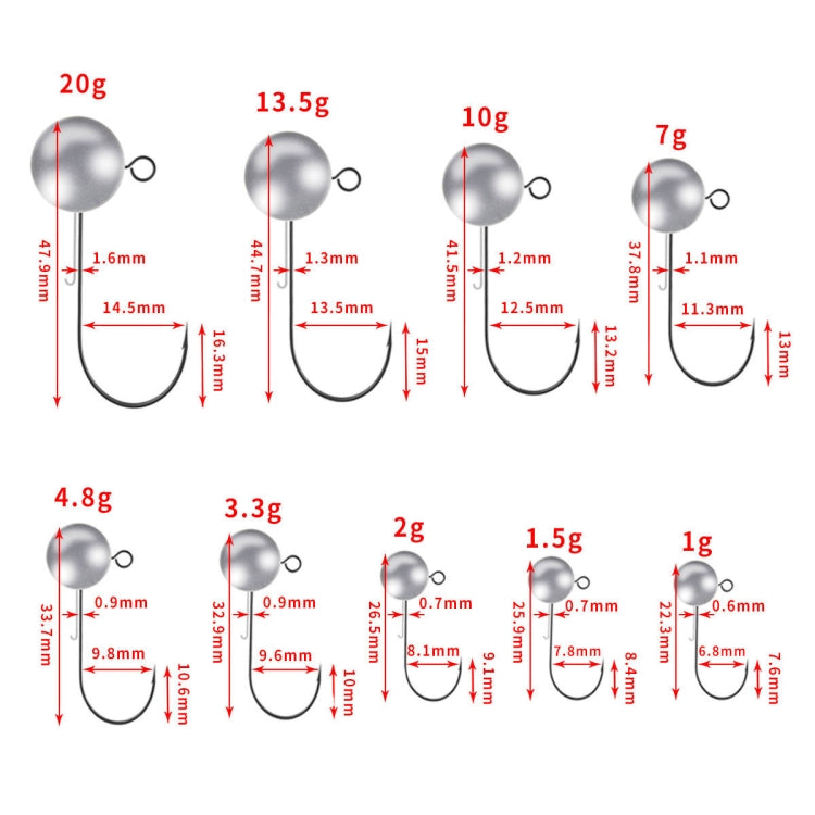 Lead Head Hook Fishing Gear Lua Anti-drop Hooks, HENGJIA JI035 50pcs 1g, HENGJIA JI035 40pcs 1.5g, HENGJIA JI035 30pcs 2g, HENGJIA JI035 20pcs 3.5g, HENGJIA JI035 15pcs 5g, HENGJIA JI035 10pcs 7g, HENGJIA JI035 8pcs 10g, HENGJIA JI035 6pcs 14g���������...