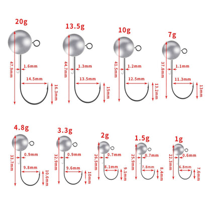Lead Head Hook Fishing Gear Lua Anti-drop Hooks, HENGJIA JI035 50pcs 1g, HENGJIA JI035 40pcs 1.5g, HENGJIA JI035 30pcs 2g, HENGJIA JI035 20pcs 3.5g, HENGJIA JI035 15pcs 5g, HENGJIA JI035 10pcs 7g, HENGJIA JI035 8pcs 10g, HENGJIA JI035 6pcs 14g���������...