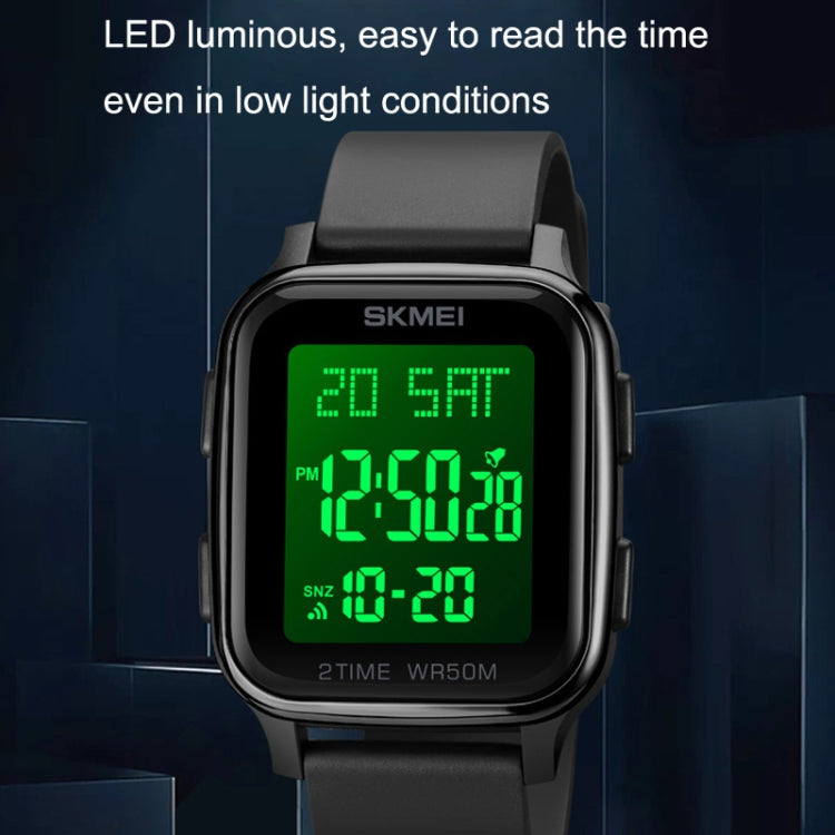 SKMEI 1858 Square Waterproof Digital Dual Display LED Luminous Watch, 1858 Red, 1858 Blue, 1858 Black, 1858 Rose Gold