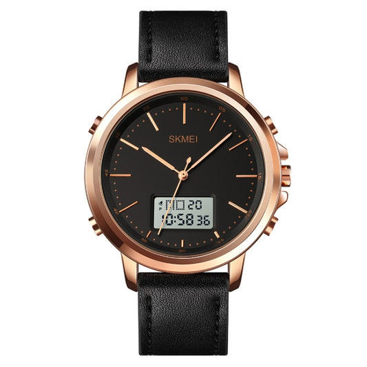SKMEI 1652 Dual Movement Sports Leather Alloy Male Watch, Rose Gold Shell White Machine, Rose Gold Shell Black Machine, Gold Shell White Machine, Gold Shell Black Machine, Black Shell White Machine, Black Shell Black Machine, Silver Shell White Machine...