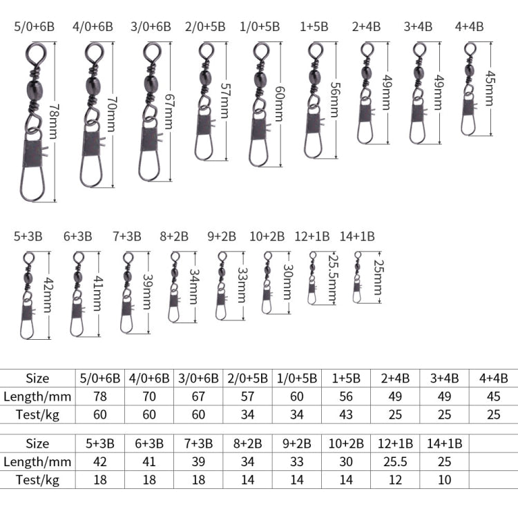 HENGJIA SS007 50pcs/bag B-pin Connector 8 Shape Swivel Loop Accessories, 1/0+5B (60mm), 2/0+5B (57mm), 3/0+6B (67mm), 4/0+6B (70mm), 5/0+6B (78mm), 1+5B (56mm), 2+4B (49mm), 3+4B (49mm), 4+4B (45mm), 5+3B (42mm), 6+3B (41mm), 7+3B (39mm), 8+2B (34mm)��...