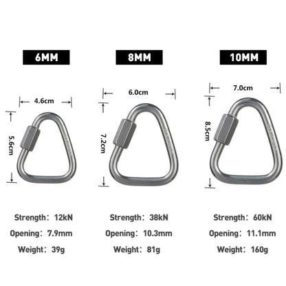 Xinda Stainless Steel Triangle Connecting Ring Meilong Lock Rock Climbing Equipment, 6mm, 8mm, 10mm