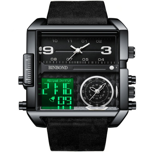 BINBOND B3332 Square Multifunctional Sports Quartz Waterproof Watch