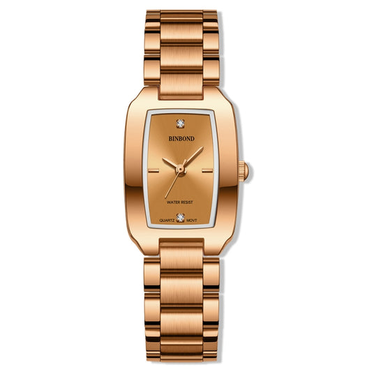 BINBOND N321 Square Temperament Metal 30M Waterproof Quartz Watch, Rose Gold, Gold, Black, White