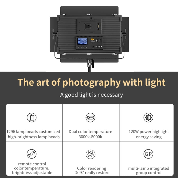 Pixel P45pro High Bright Dual Color Temperature Fill Light 120W Normal Bright Studio Camera Soft Light