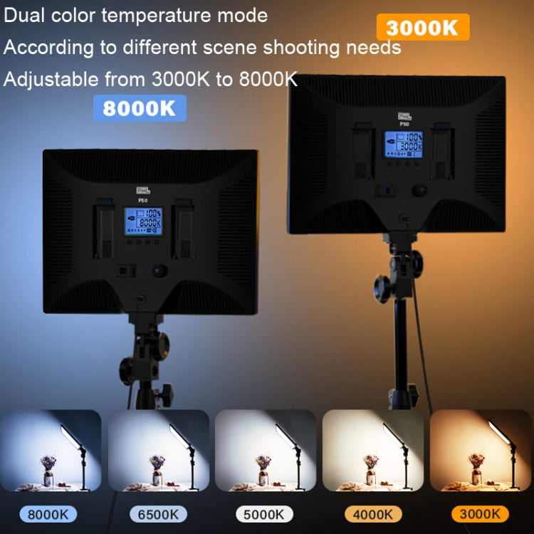 Pixel P50 Dual Color Temperature Flat Panel Fill Light 45W Soft Outdoor Shooting Fill Light For Straight Photography