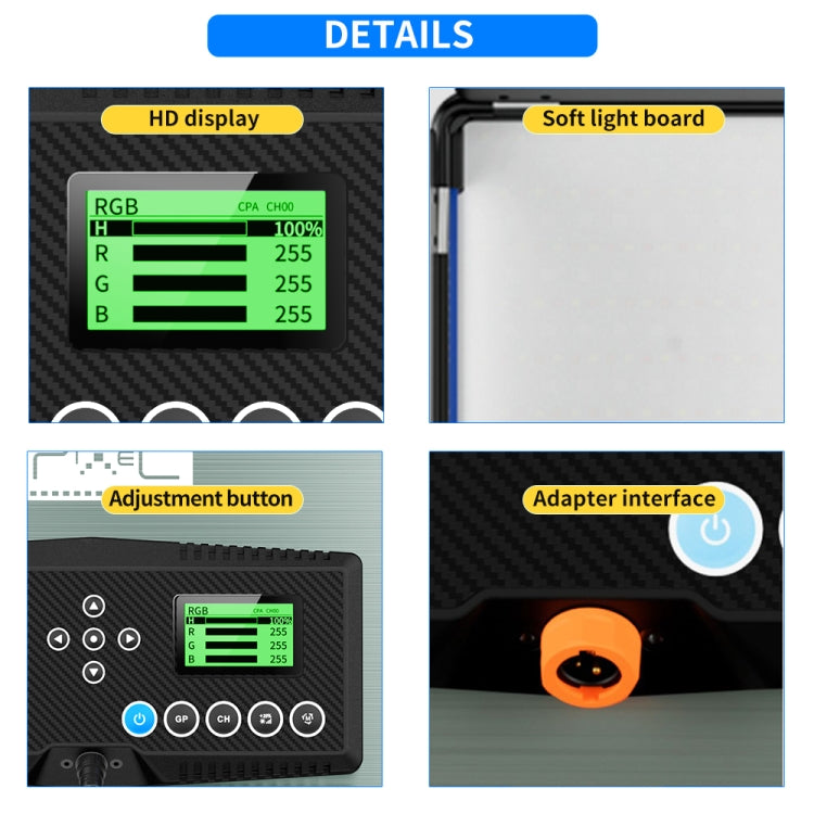Pixel P80 60W 2600-10000K 542 LEDs Photography Fill Light Support Mobile APP Remote Control