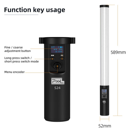 Pixel S24 RGB Fill Light Rod Handheld Portable Color Icelet Outdoor Videos Live Broadcast Studio Camera Stick Lamp