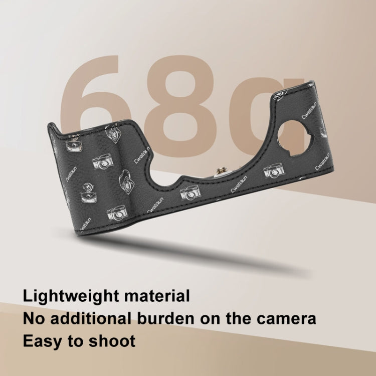 For FUJIFILM X-T5 Cwatcun D161 Vintage Camera Stand Camera Protective Leather Case