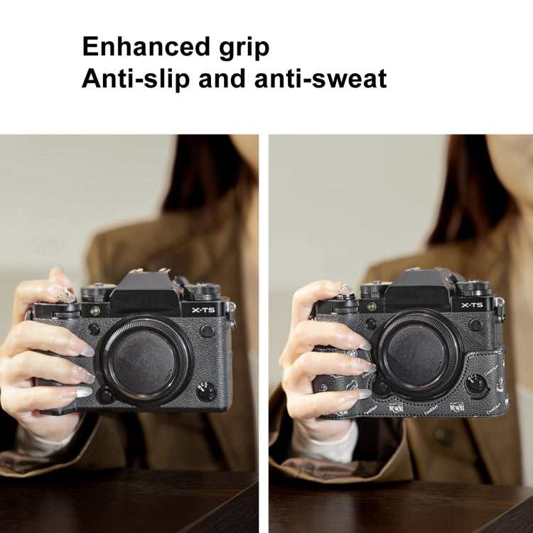 For FUJIFILM X-T5 Cwatcun D161 Vintage Camera Stand Camera Protective Leather Case