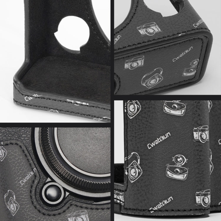 For FUJIFILM X-T5 Cwatcun D161 Vintage Camera Stand Camera Protective Leather Case