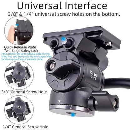 XILETU  LS-2A  Mini Hydraulic Damping Ball Head Tripod Head 360 Degree Panoramic Shooting