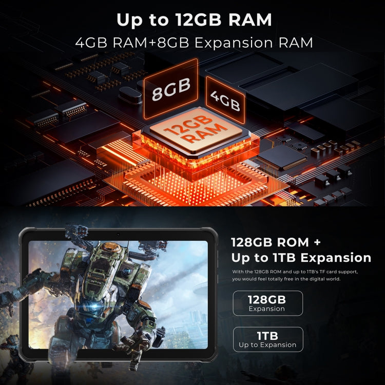 Tableta resistente HOTWAV Tab R8 IP68/IP69K, 4 GB + 128 GB, 10,1 pulgadas, Android 14 Unisoc T606 Octa Core, red 4G, versión global con Google Play, enchufe de la UE